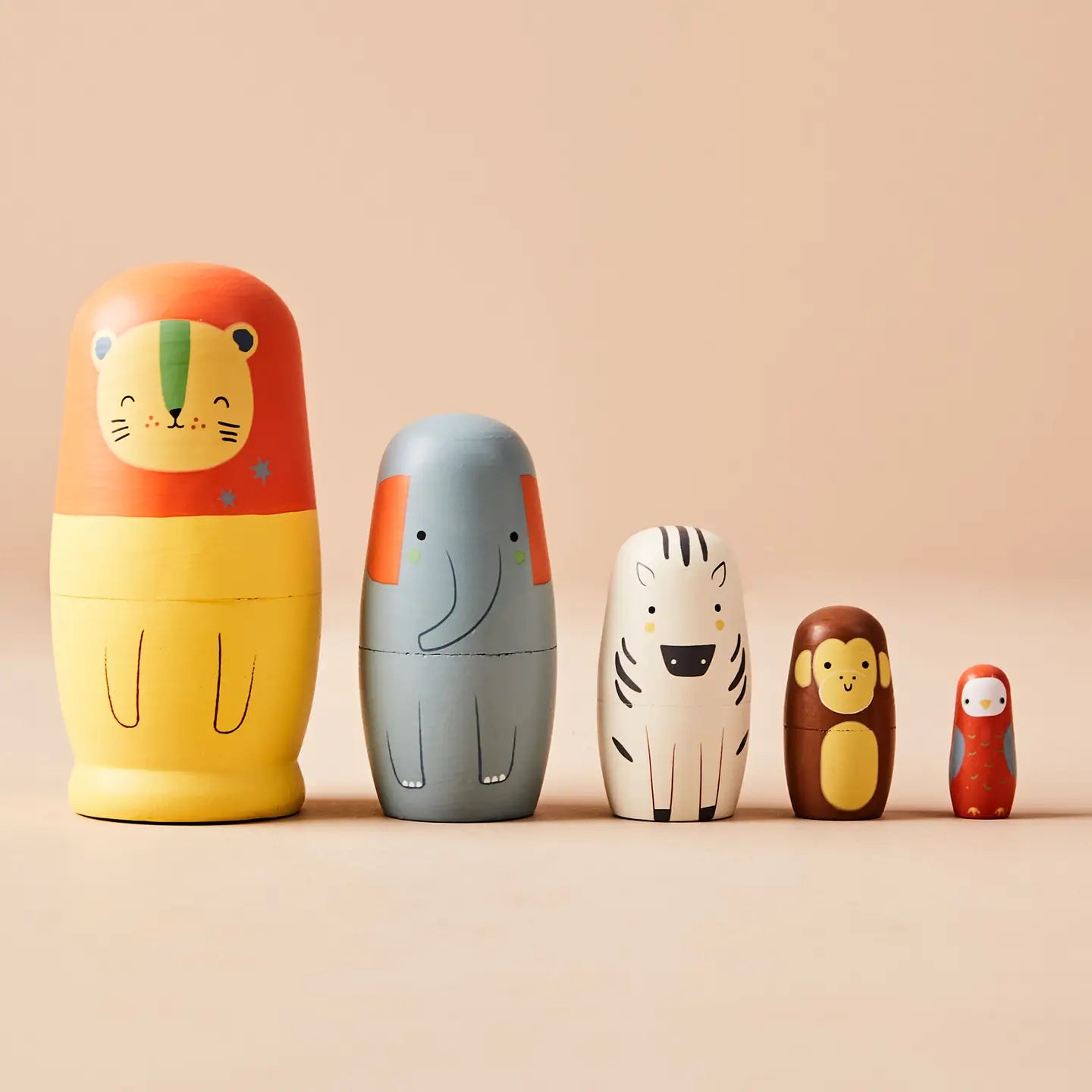 Safari Animal Wooden Nesting Dolls