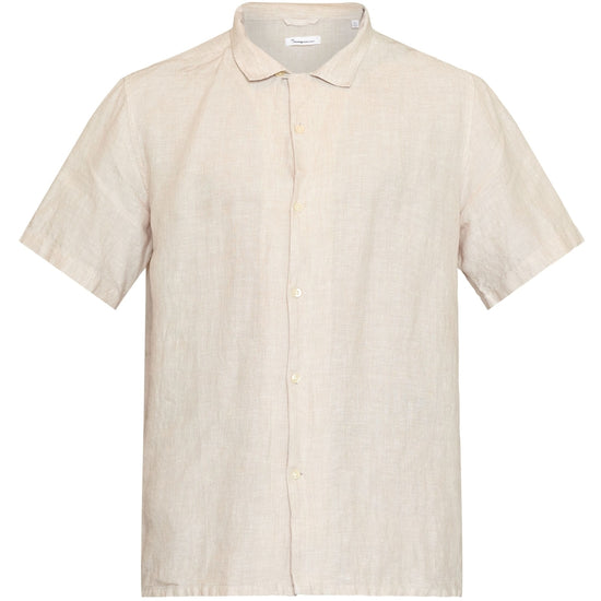 Box short sleeve linen shirt GOTS/Vegan - Yarndyed - Light Feather Gray