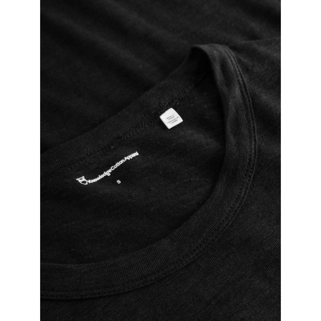 Linen Short Sleeved T-shirt Dress - Black Jet