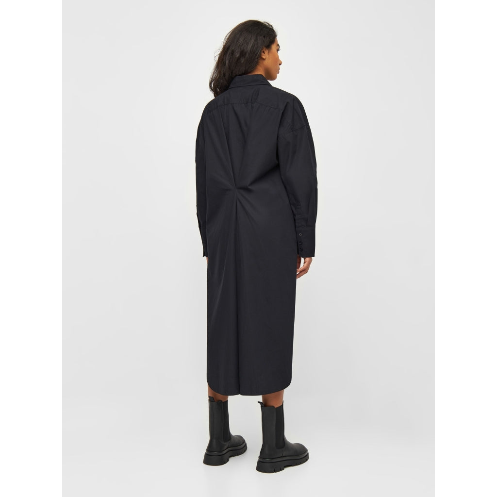 Poplin Wrap Shirt Dress - GOTS/Vegan - Black Jet