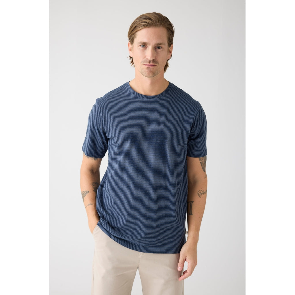 Narrow striped slub tee - GOTS/Vegan - Navy