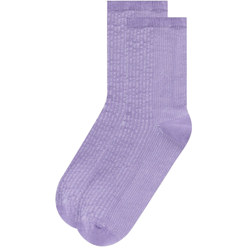 2-Pack Colorblock Lurex Rib Socks - OCS/Vegan - Deep Purple