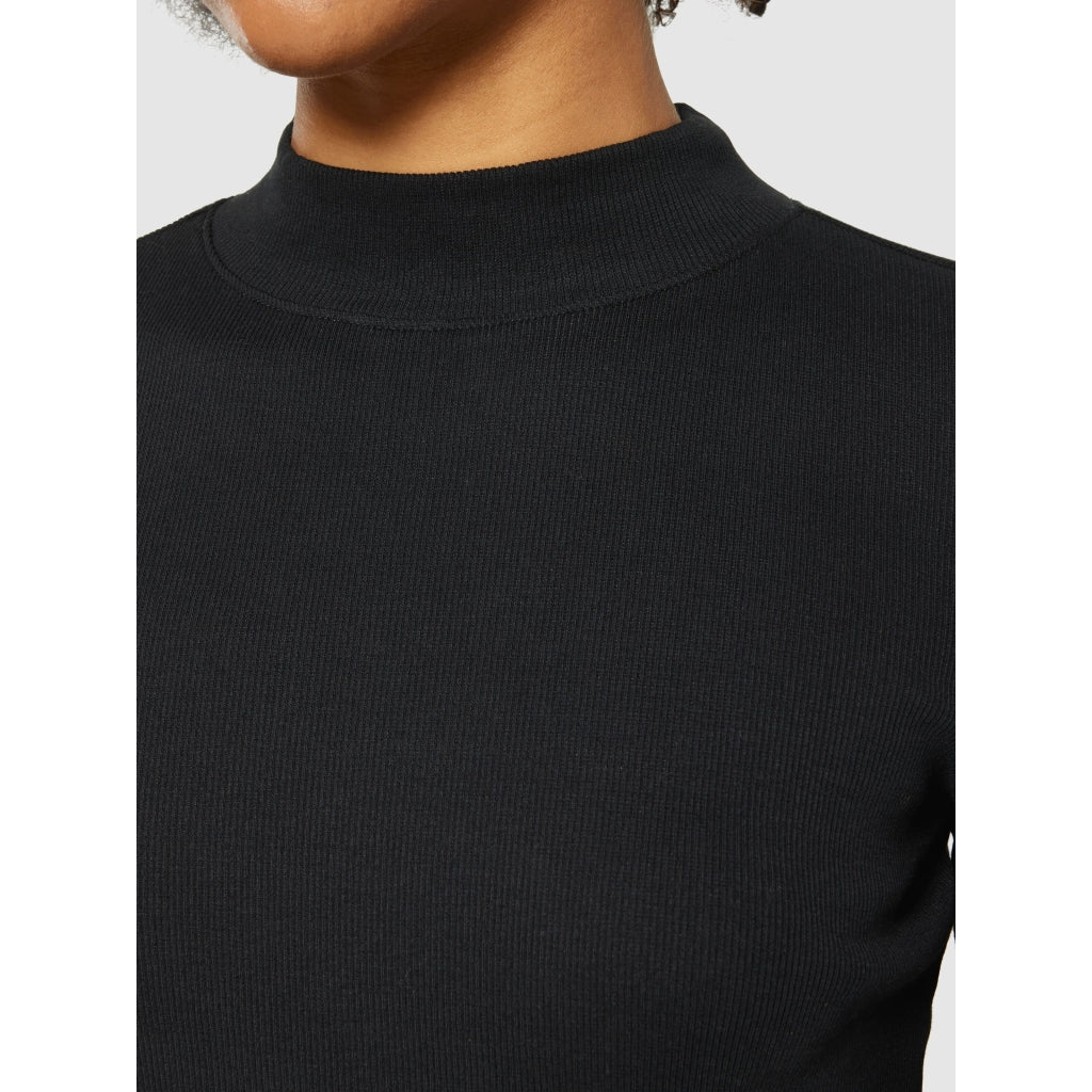 Rib mock neck - Black Jet