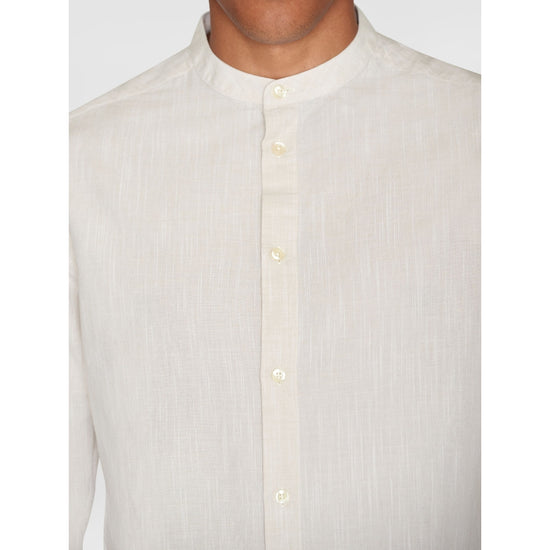 Regular linen stand collar shirt GOTS/Vegan - Light Feather Gray