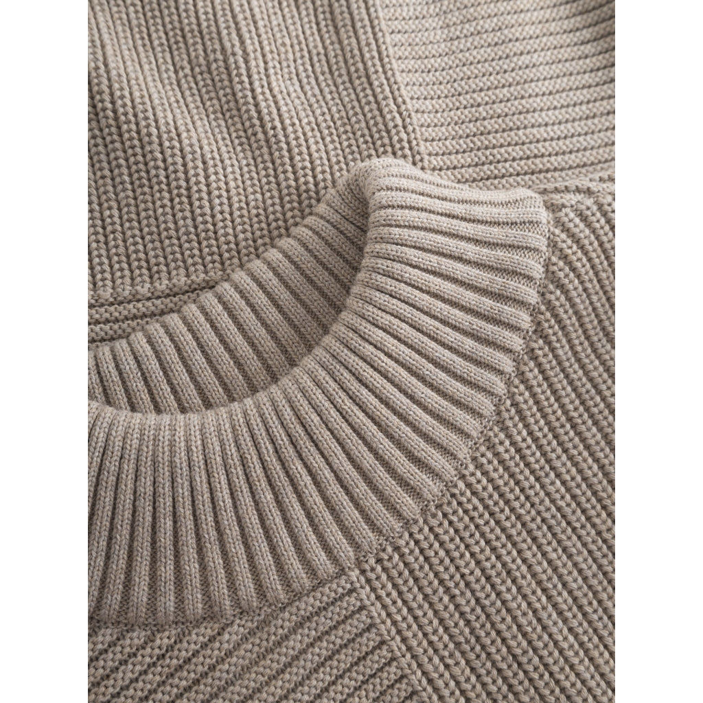 Cotton Loose Fit Crew Neck Knit - GOTS/Vegan -  Light Feather Gray