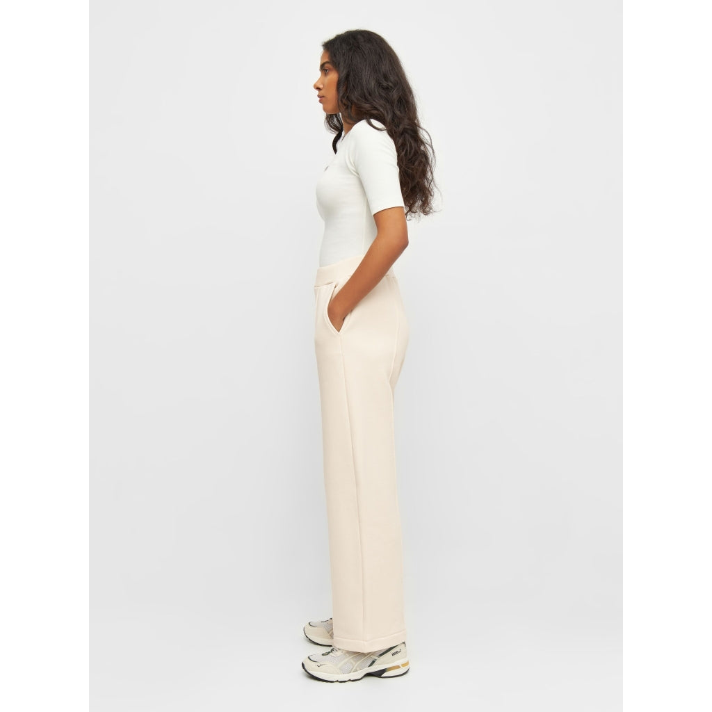 POSEY Wide High-Rise Sweat Elastic Waistband Pants - Buttercream