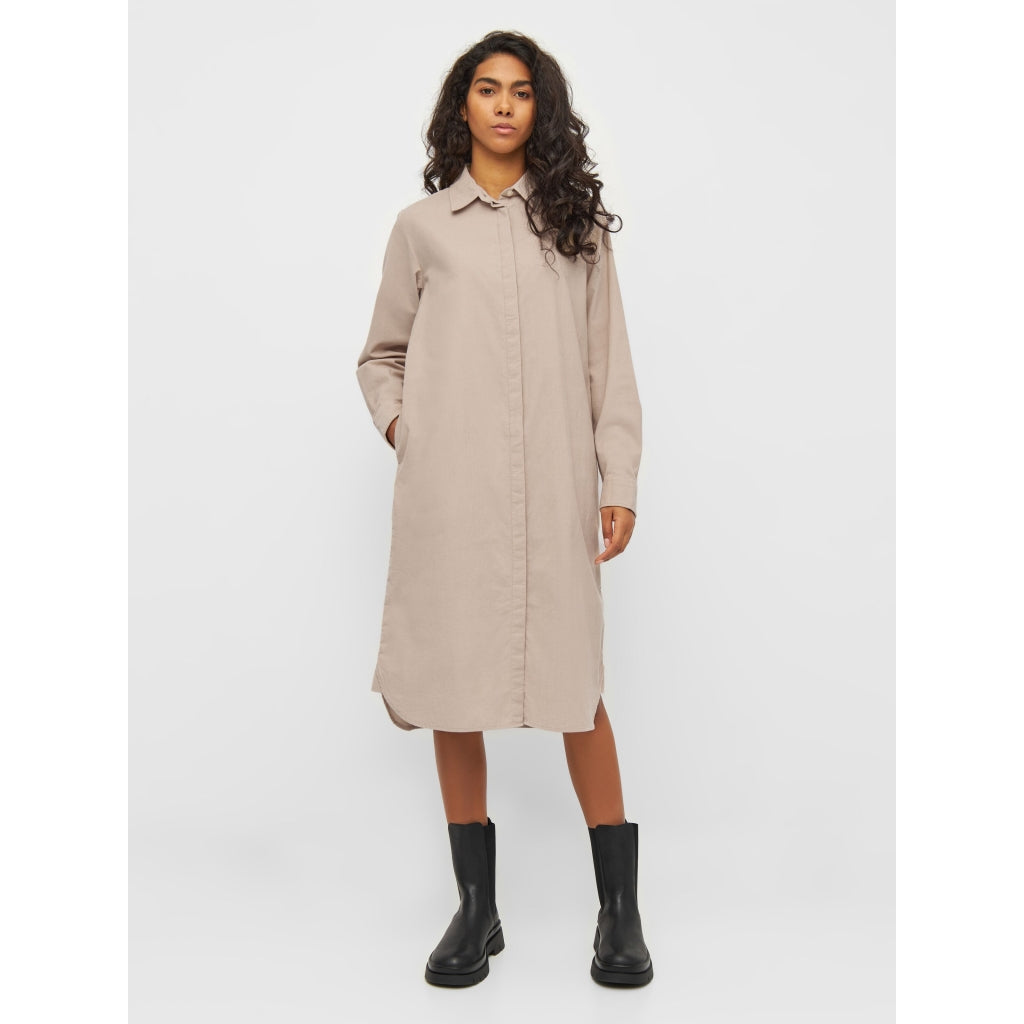 Corduroy Shirt Dress - GOTS/Vegan - Light Feather Gray