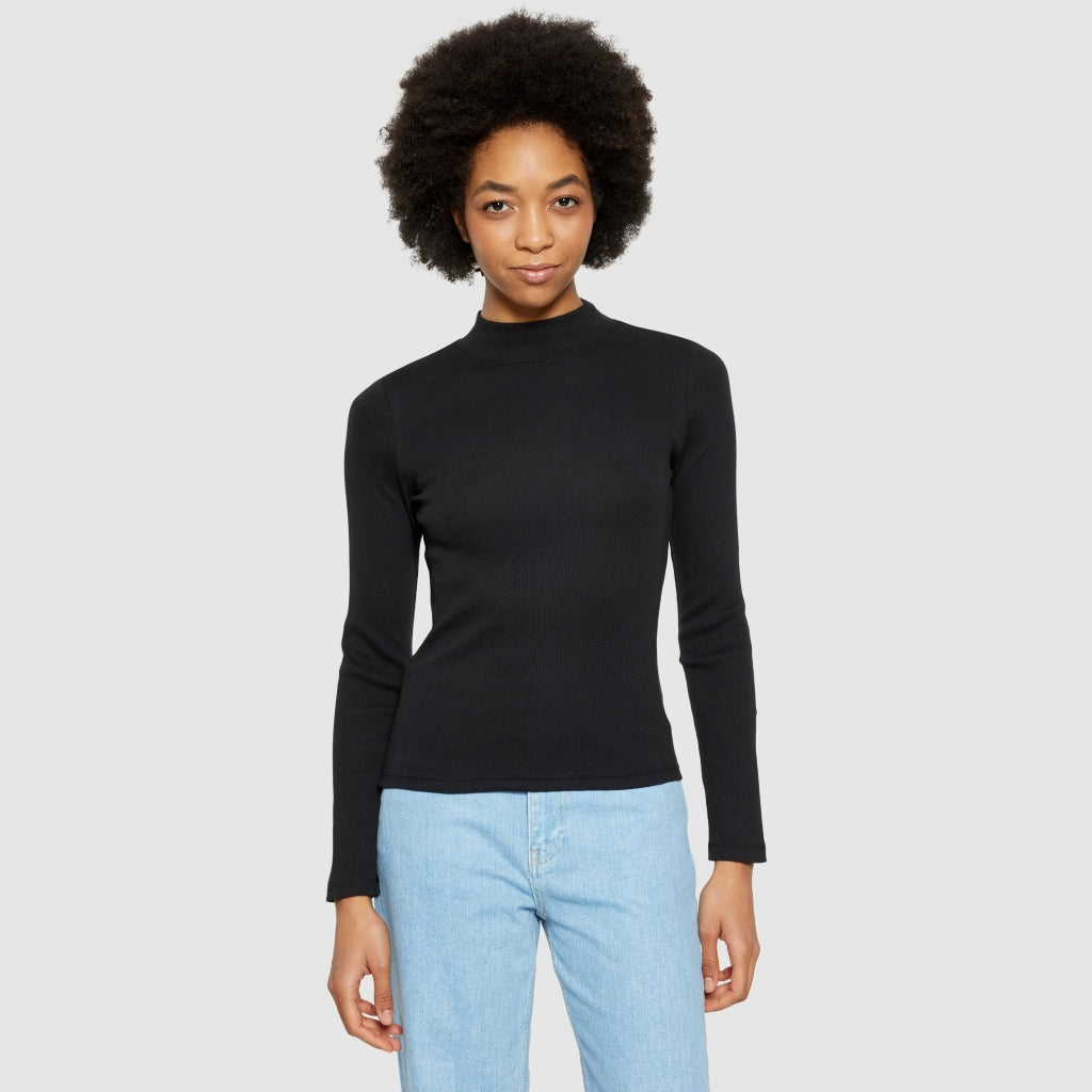 Rib mock neck - Black Jet