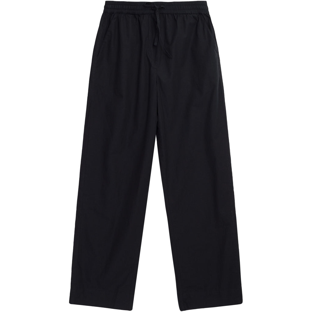 CHLOE Barrel High-Rise Poplin Elastic Waistband Pants - Black Jet