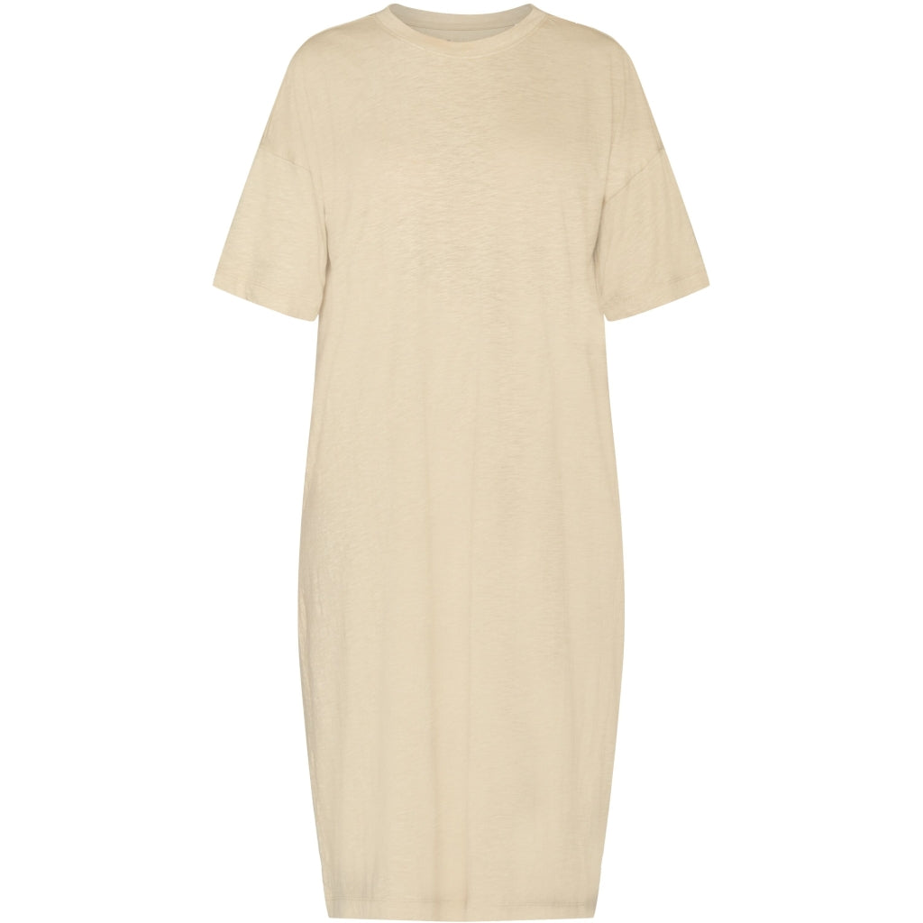 Loose fit midi boat neck jersey dress - Light feather gray