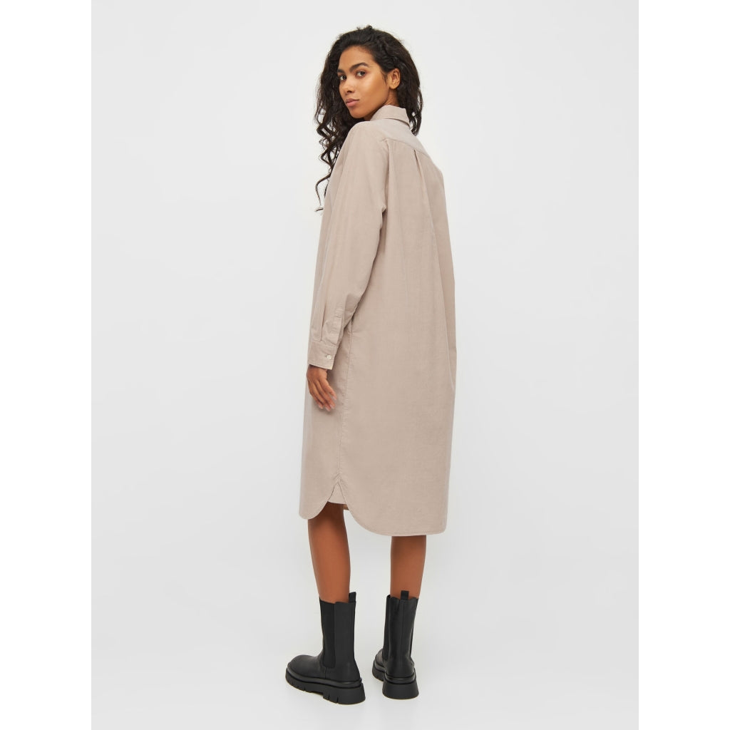 Corduroy Shirt Dress - GOTS/Vegan - Light Feather Gray