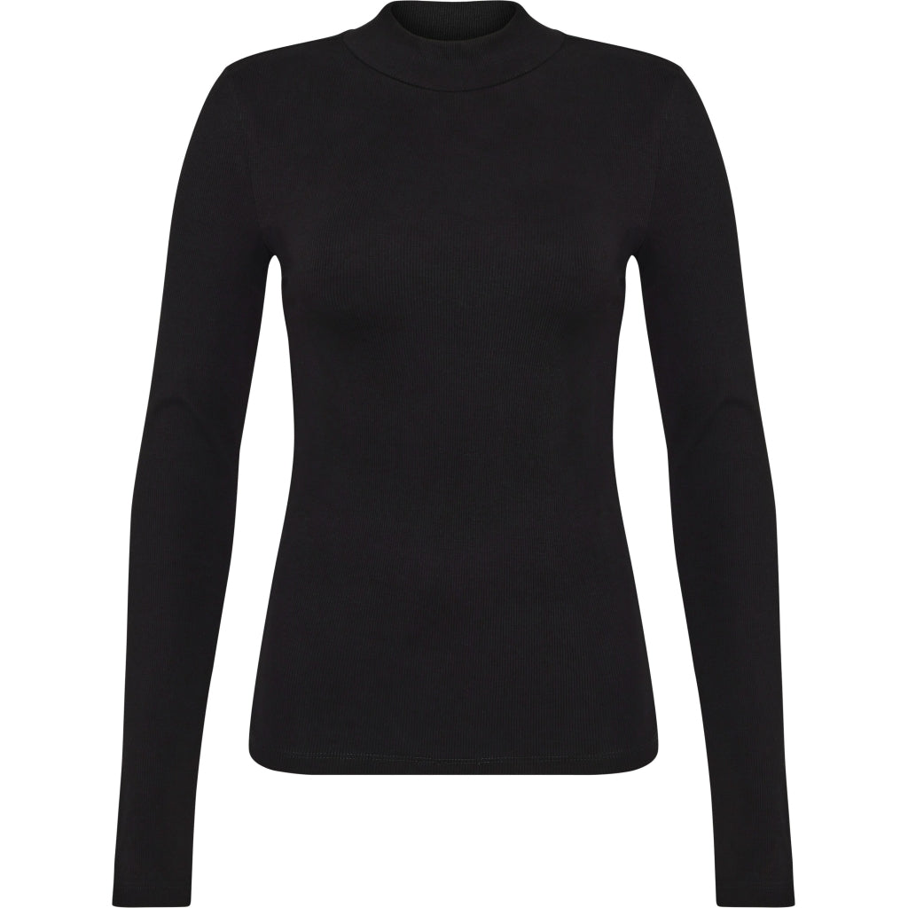 Rib mock neck - Black Jet