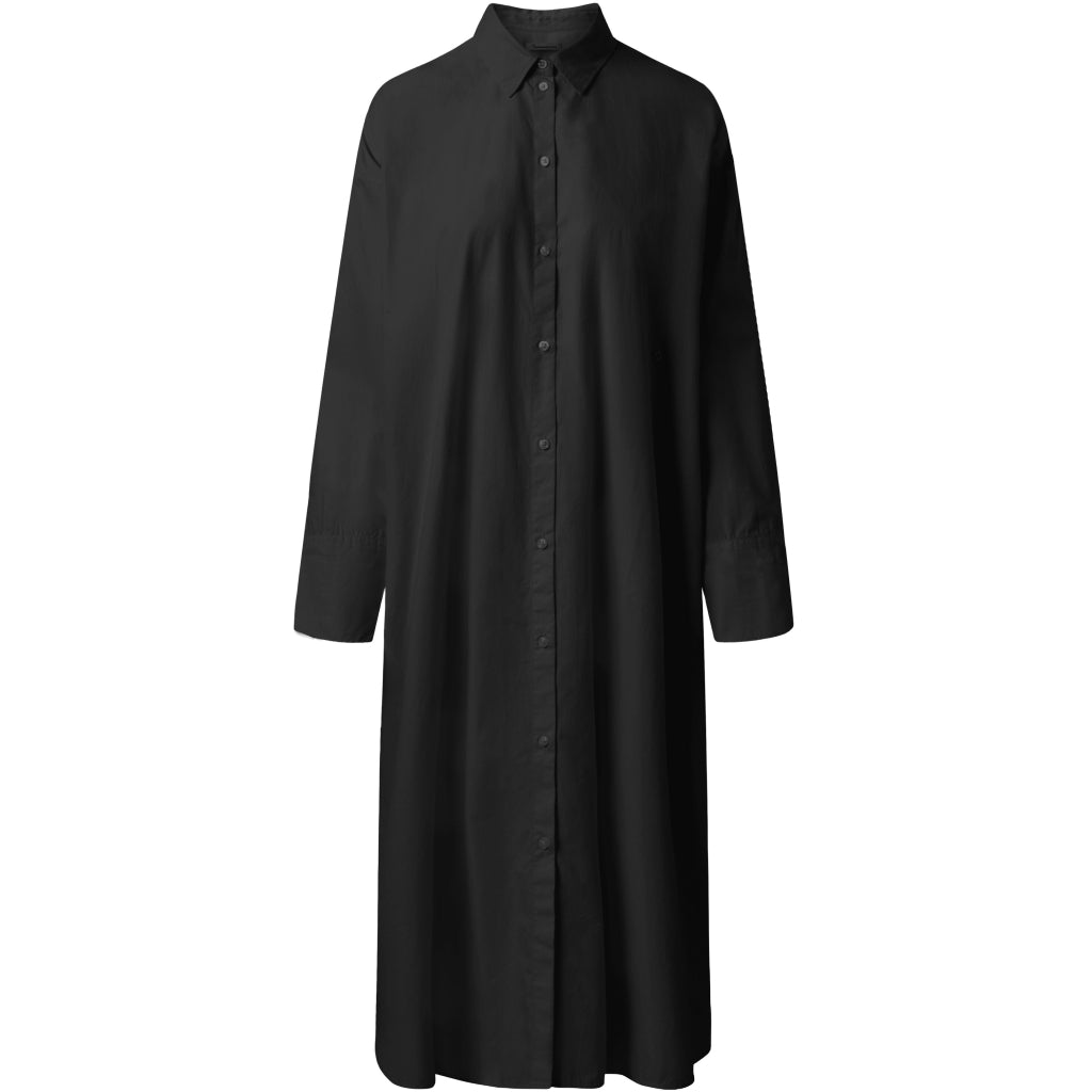 Poplin Wrap Shirt Dress - GOTS/Vegan - Black Jet