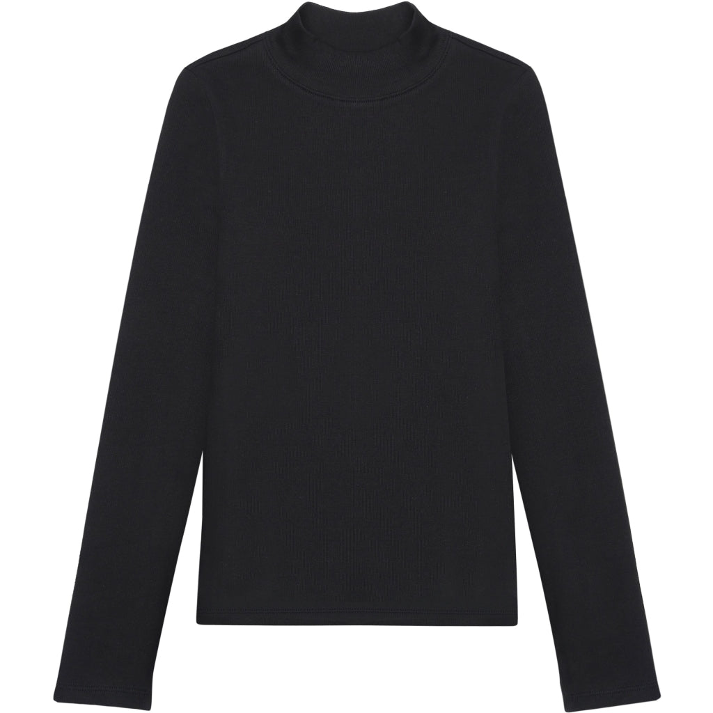 Rib mock neck - Black Jet