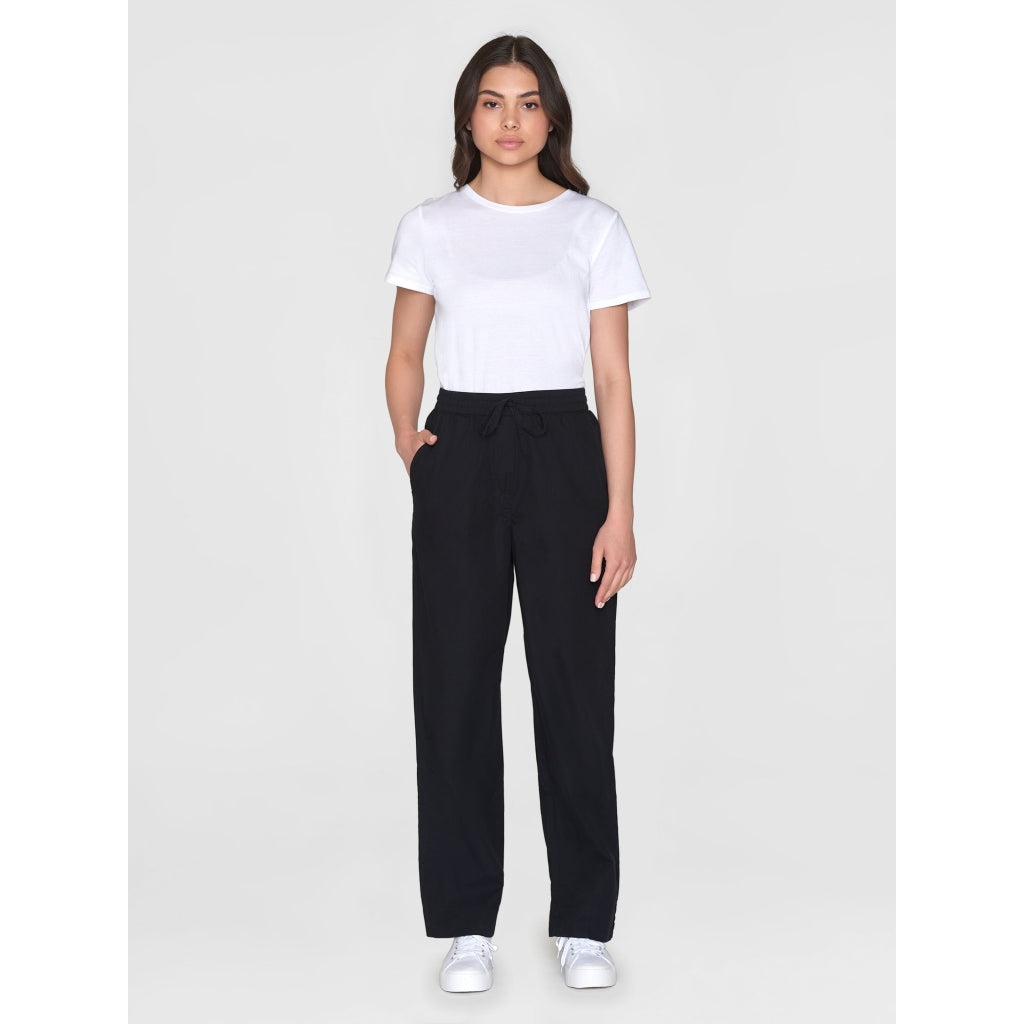 CHLOE Barrel High-Rise Poplin Elastic Waistband Pants - Black Jet