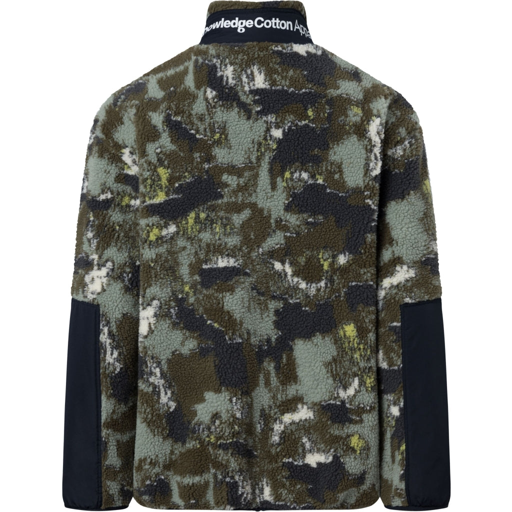 Oversized Jaquard Sherpa Jacket - GRS/Vegan - Green AOP