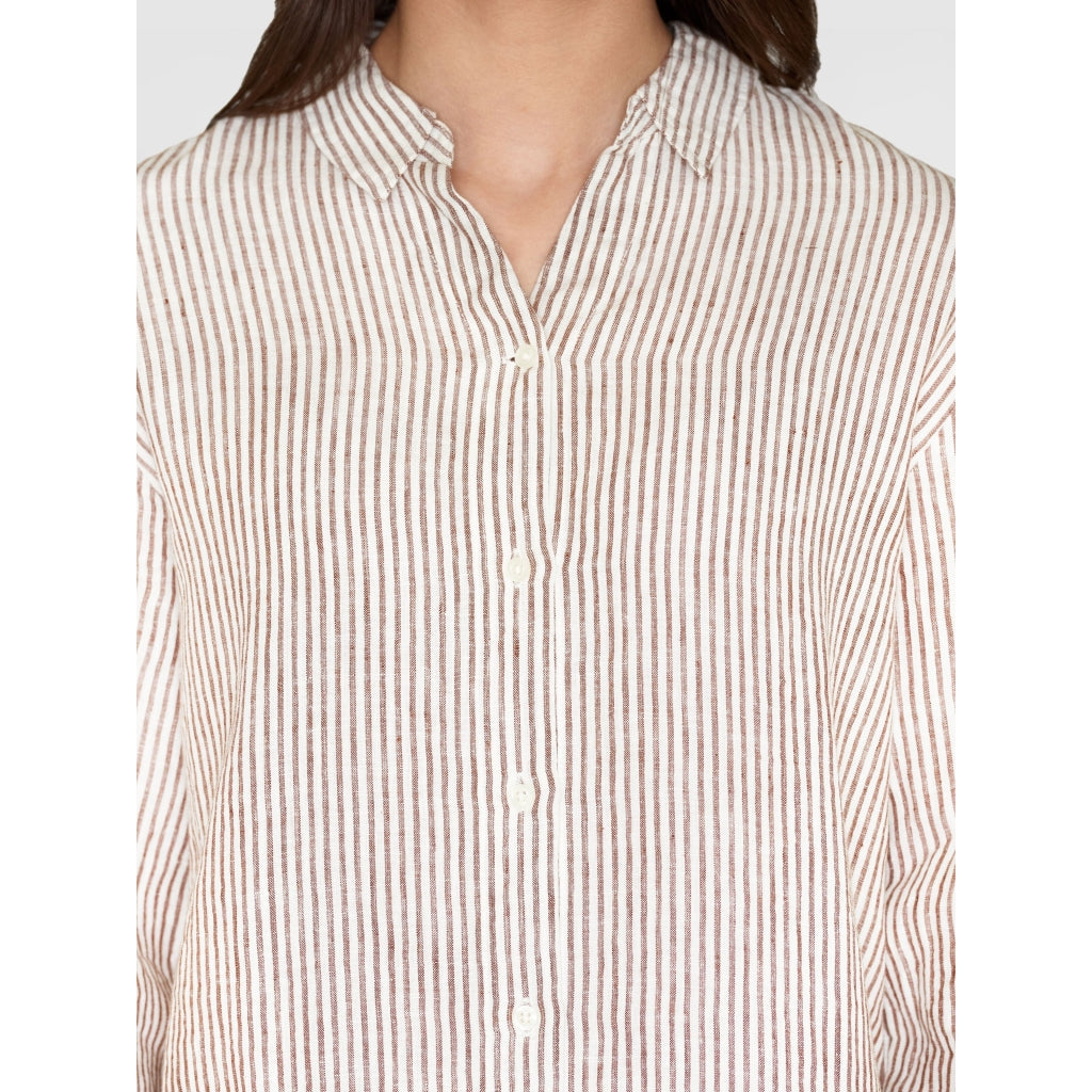 Classic Striped Linen Dress - GOTS/Vegan - Brown Stripe