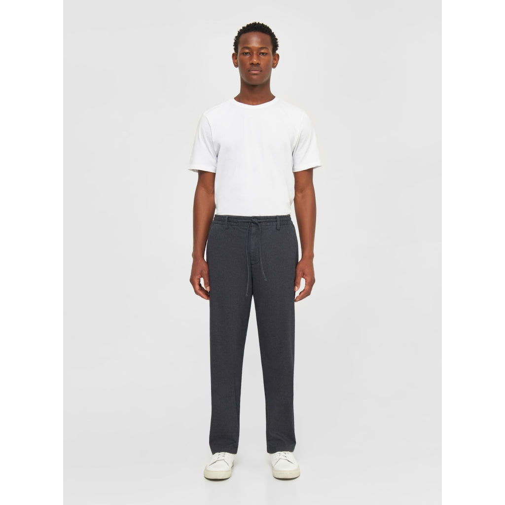 FIG Loose Flannel Chino Pants - GOTS/Vegan - Gray Pinstripe