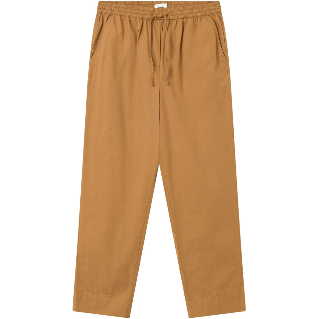 CHLOE Barrel High-Rise Poplin Elastic Waistband Pants - Brown Sugar