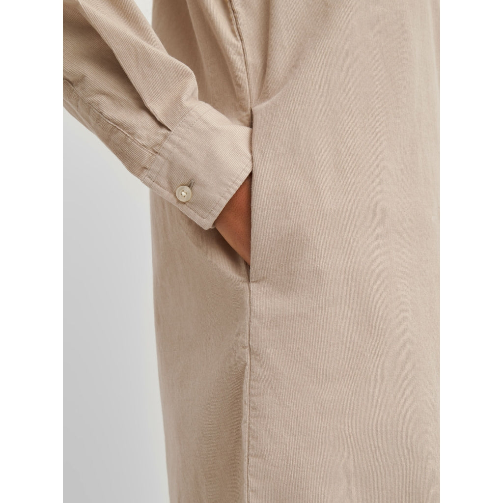 Corduroy Shirt Dress - GOTS/Vegan - Light Feather Gray