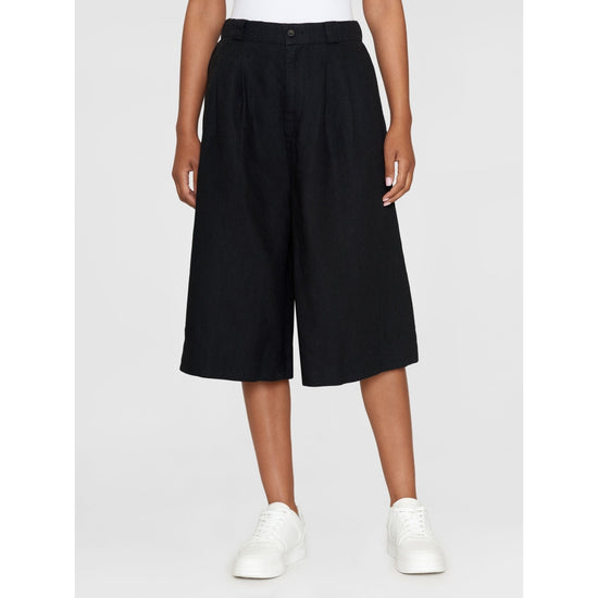 EVE Culotte High-Rise Extra Wide Linen Shorts - Black Jet