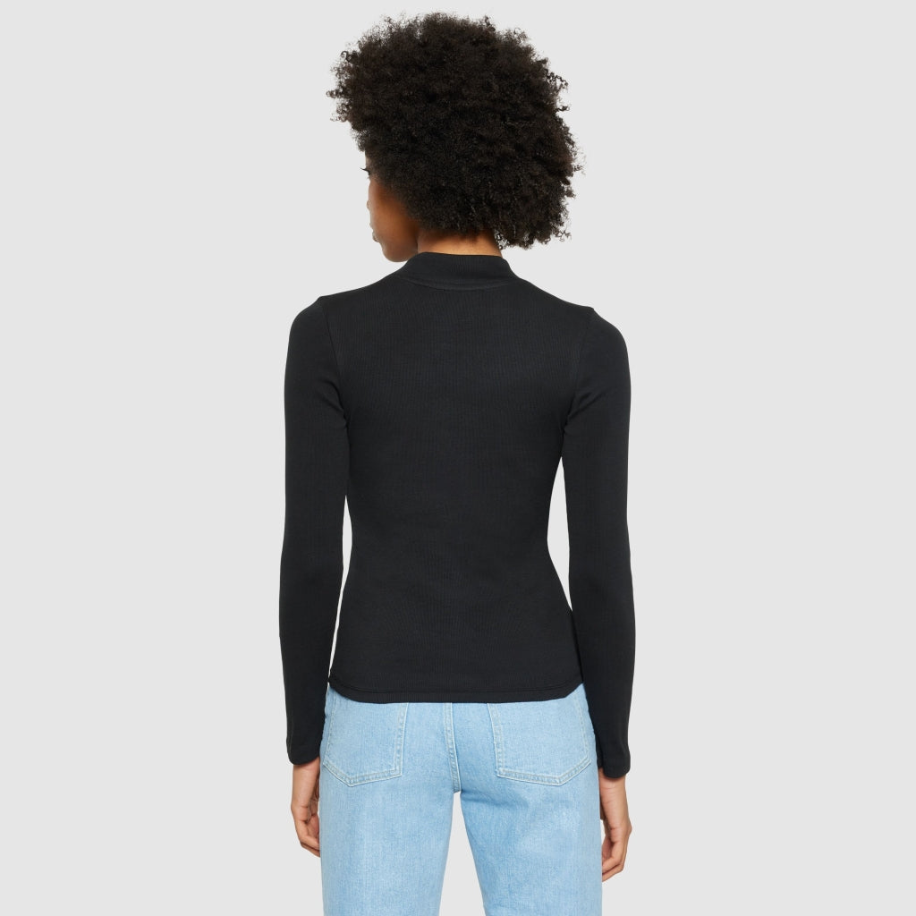 Rib mock neck - Black Jet