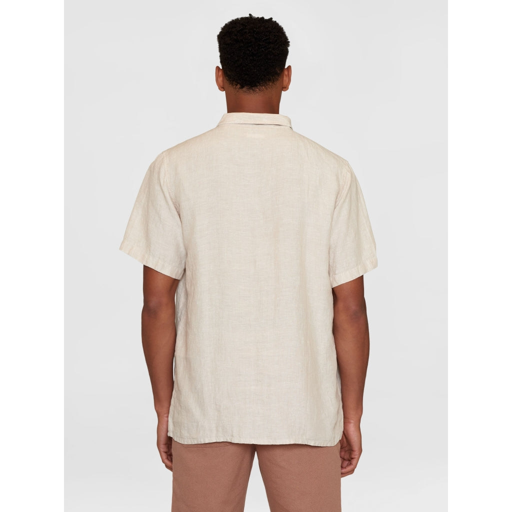 Box short sleeve linen shirt GOTS/Vegan - Yarndyed - Light Feather Gray