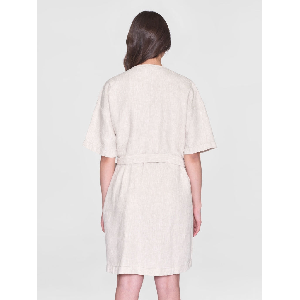 Linen short sleeved wrap dress - GOTS/Vegan - Light Feather Gray