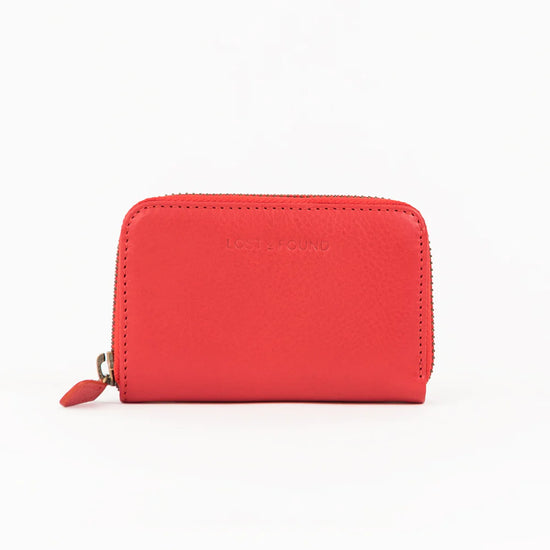 Mini Zip Around Wallet  - Tangerine Red