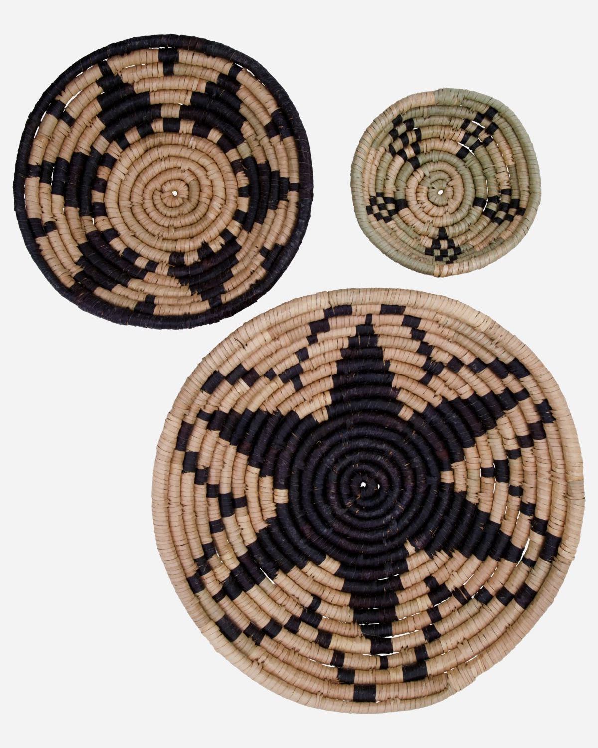 Deco Tray Sila - Natural & Black - Set of 3