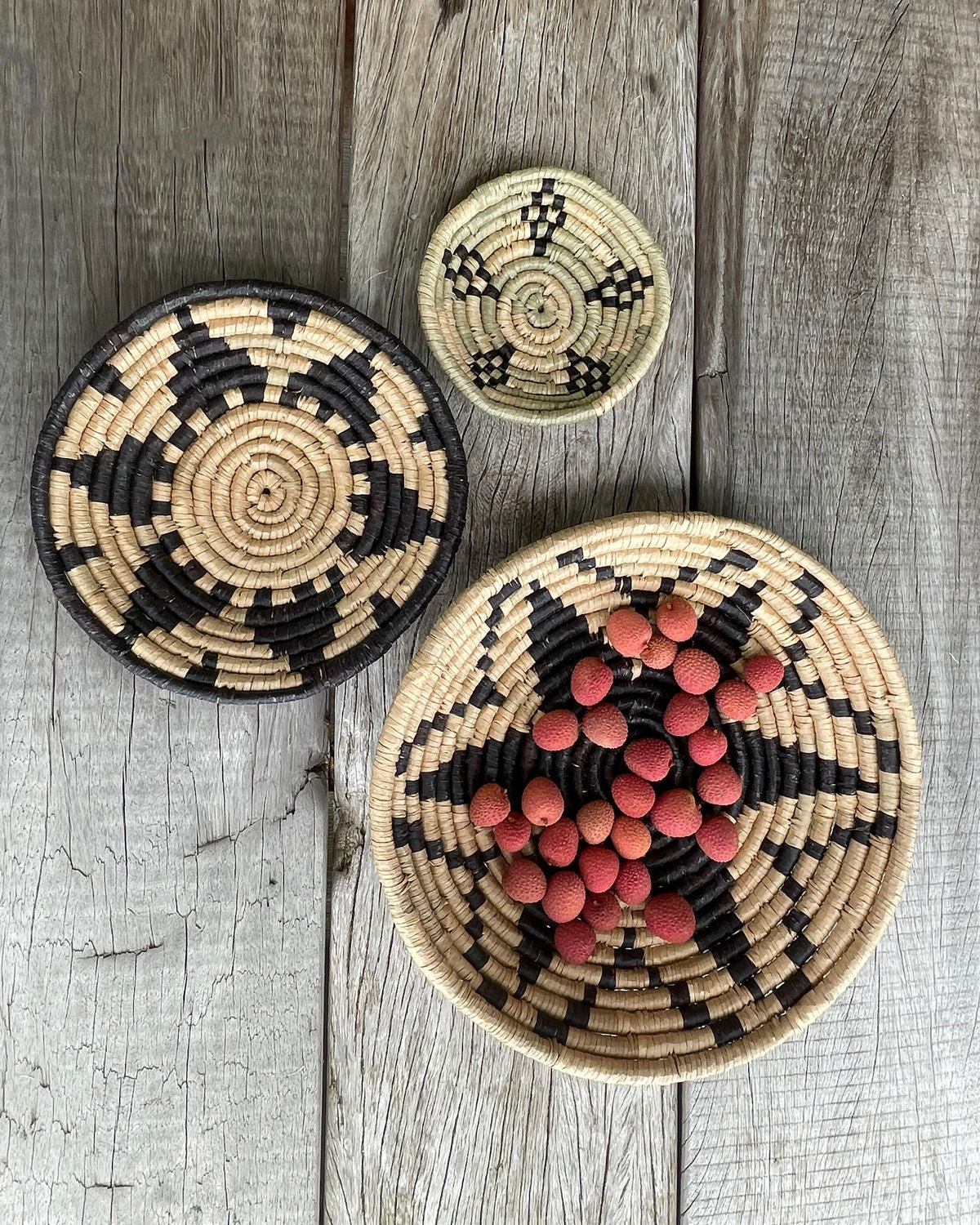 Deco Tray Sila - Natural & Black - Set of 3