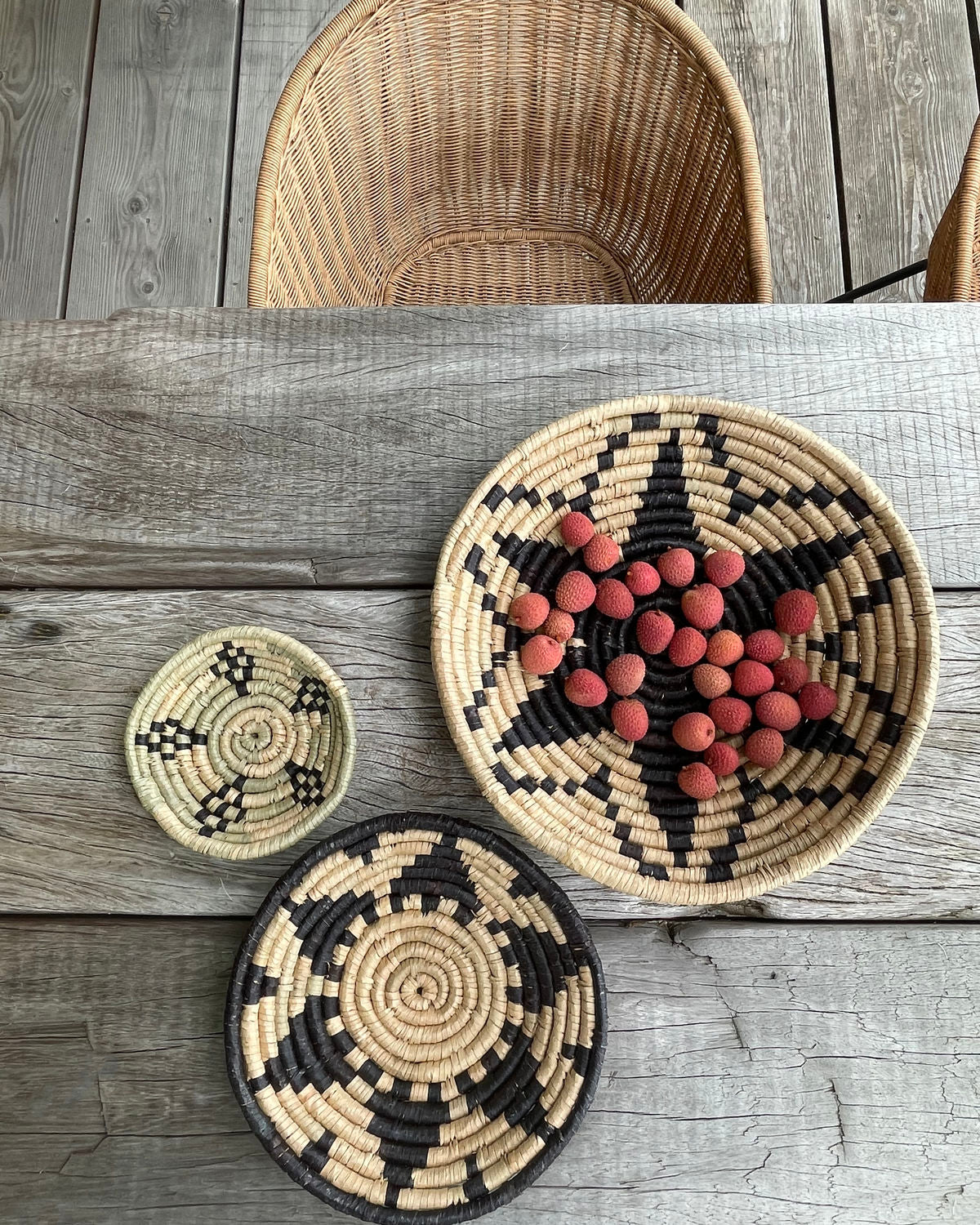 Deco Tray Sila - Natural & Black - Set of 3