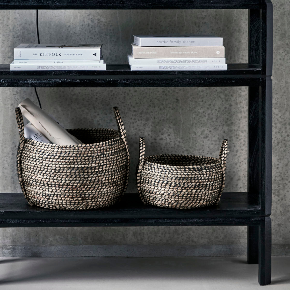 Distra Storage baskets - Black & Natural - Set of 2