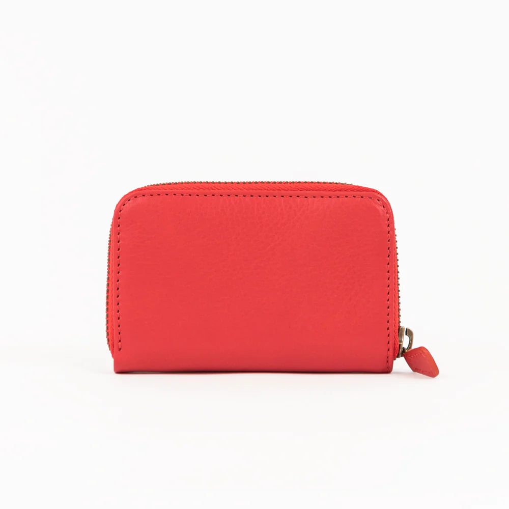 Mini Zip Around Wallet  - Tangerine Red