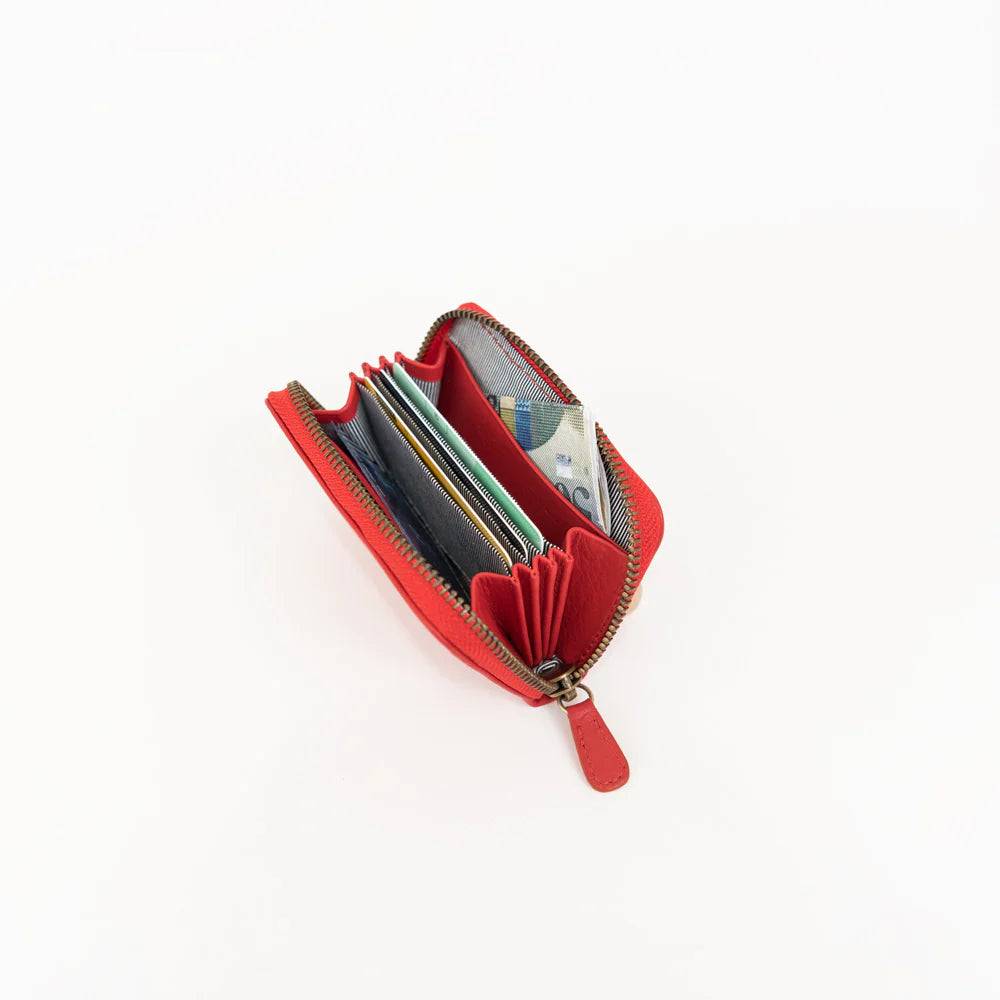 Mini Zip Around Wallet  - Tangerine Red