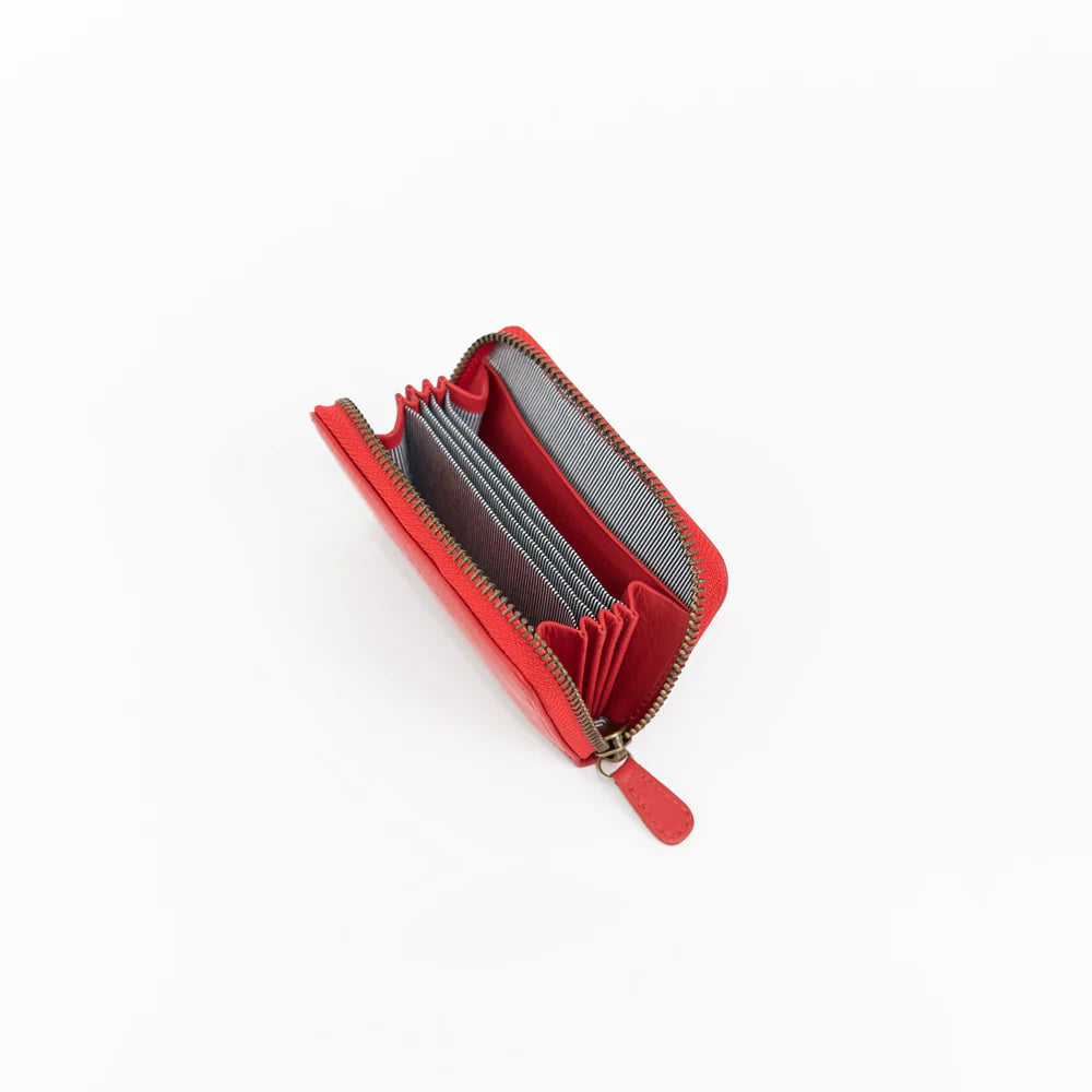 Mini Zip Around Wallet  - Tangerine Red