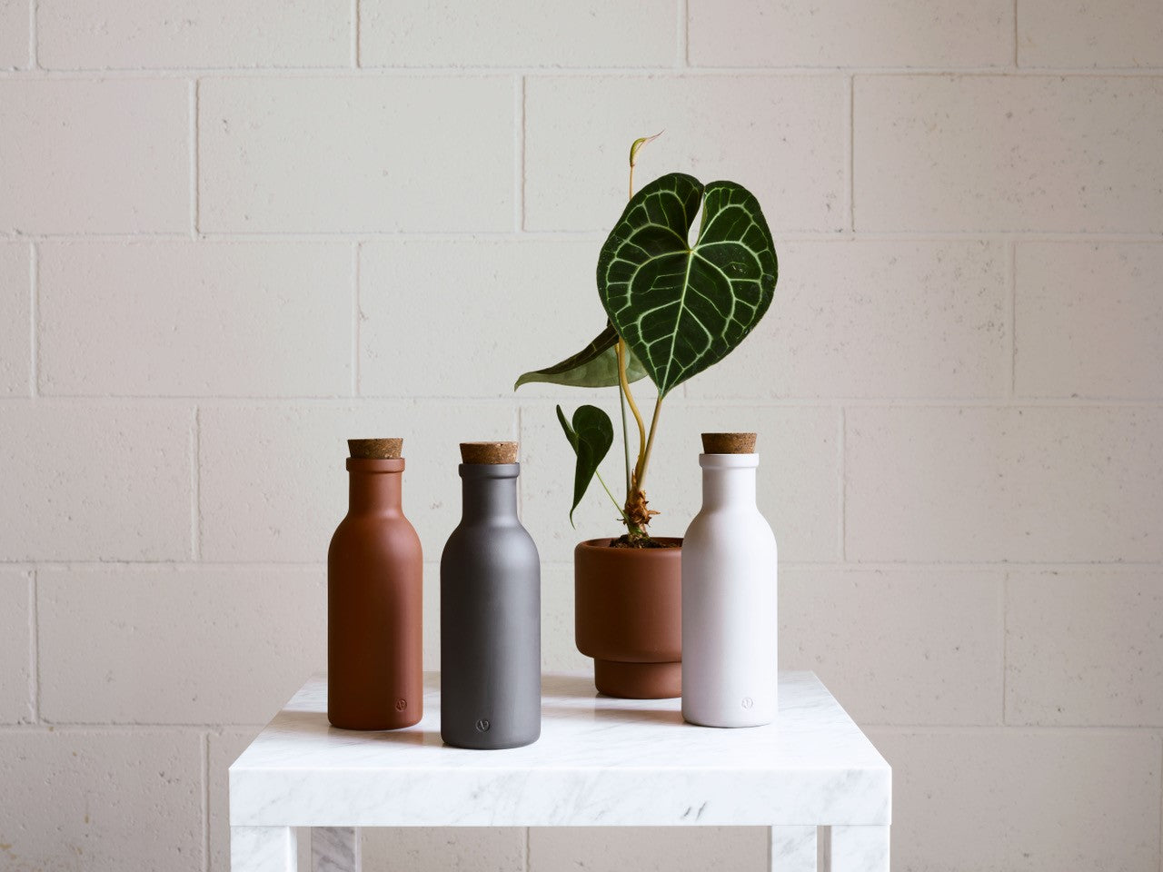 Colombo Water / Milk / Juice Porcelain Bottle with Natural Cork - Grey