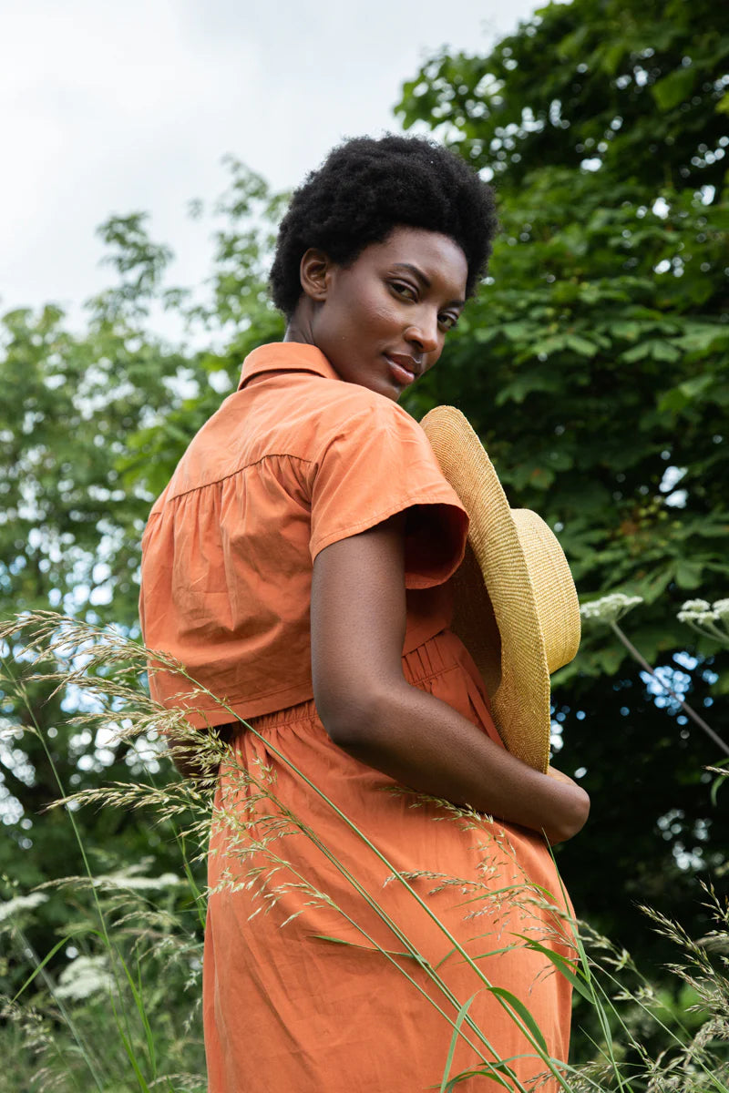 Bronwyn Organic Cotton Dress - Terracotta