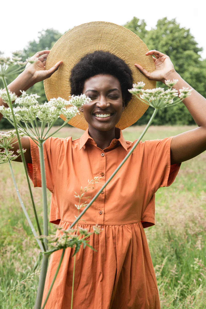 Bronwyn Organic Cotton Dress - Terracotta
