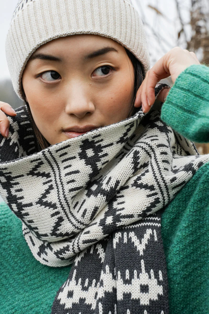 Janie-Sue Organic Cotton Knitted Scarf - Ecru Marl