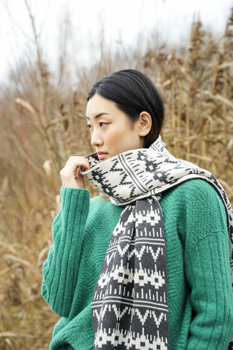 Janie-Sue Organic Cotton Knitted Scarf - Ecru Marl
