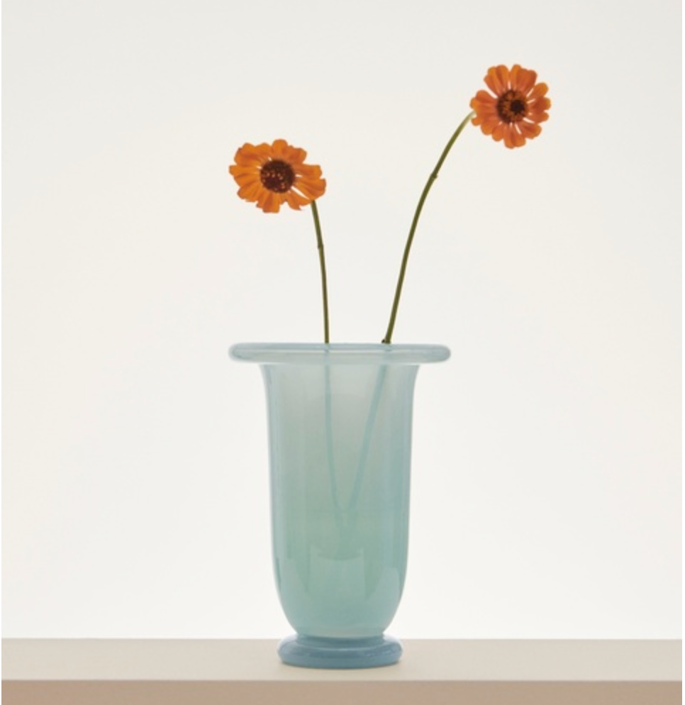 EMPIRE VASE-MEDIUM - ICE BLUE WITH LIGHT BLUE BASE