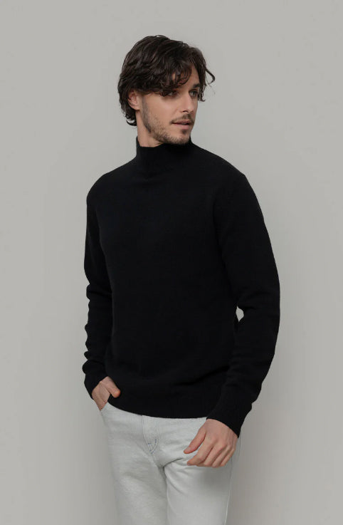 CLEMENTE - Recycled Cashmere Turtleneck Sweater - Slate Black