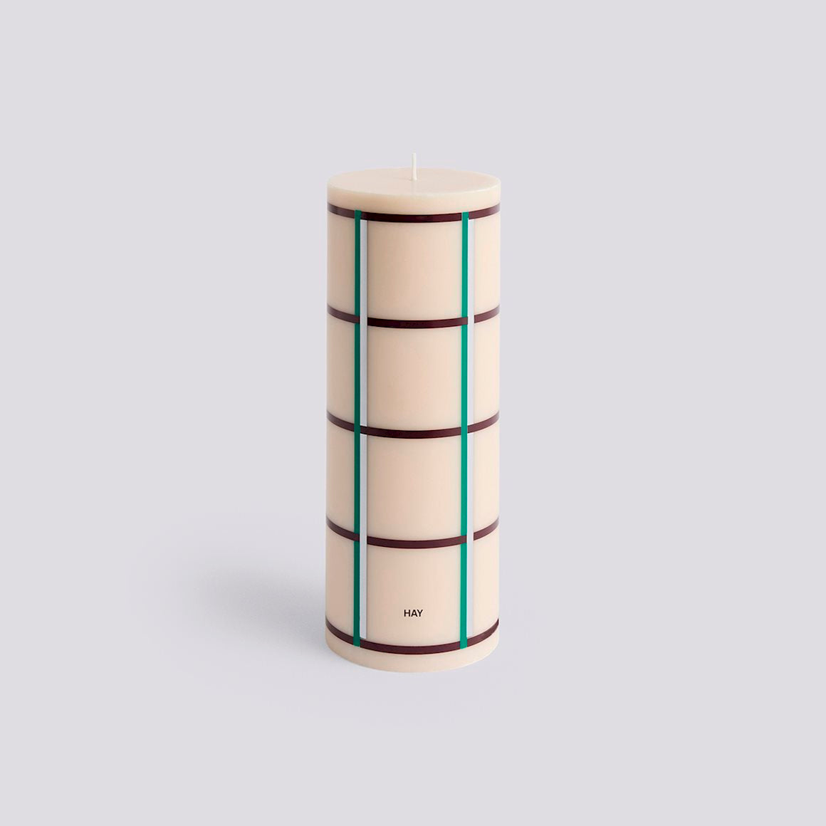 COLUMN CANDLE - LARGE - OFF-WHITE, GREEN BORDEAUX & SILVER