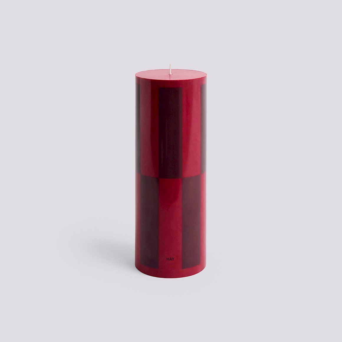 COLUMN CANDLE - LARGE - WINE WITH BORDEAUX LARGE CHECK