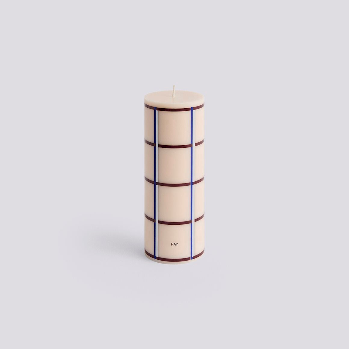 COLUMN CANDLE - MEDIUM - OFF-WHITE, BORDEAUX, BLUE & SILVER