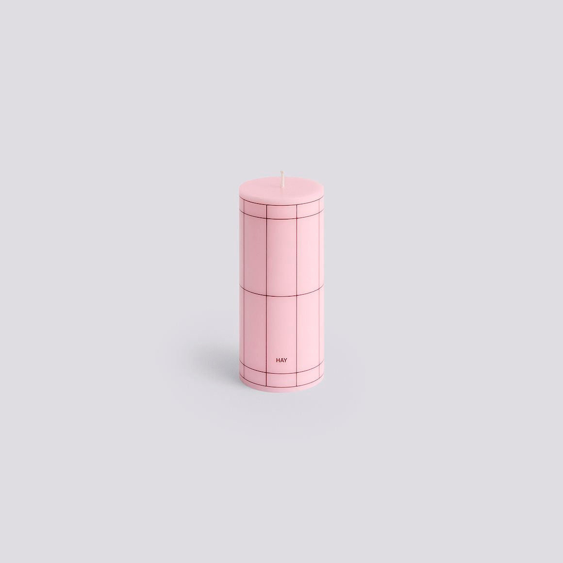 COLUMN CANDLE - SMALL - LIGHT PINK WITH BORDEAUX GRID