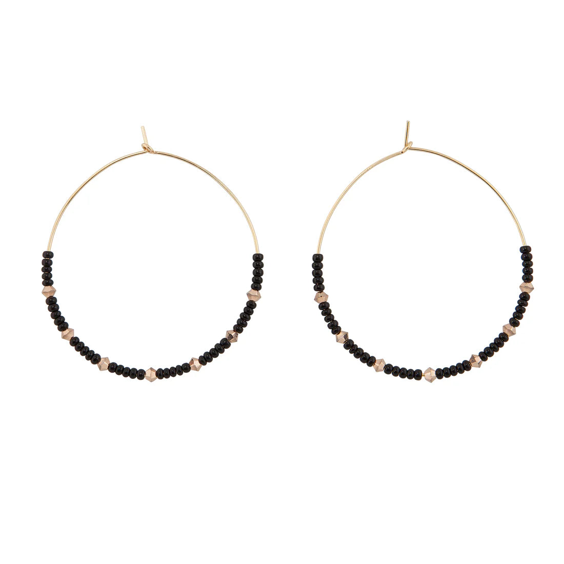 LARGE CRYSTAL HOOPS - BLACK