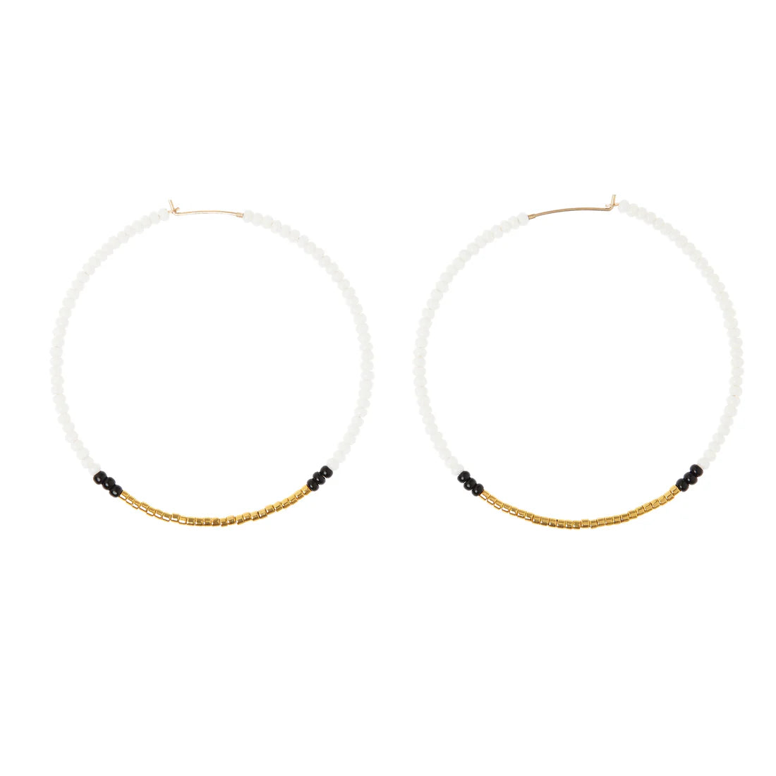 LARGE HOOP EARRINGS - WHITE, BLACK & GOLD