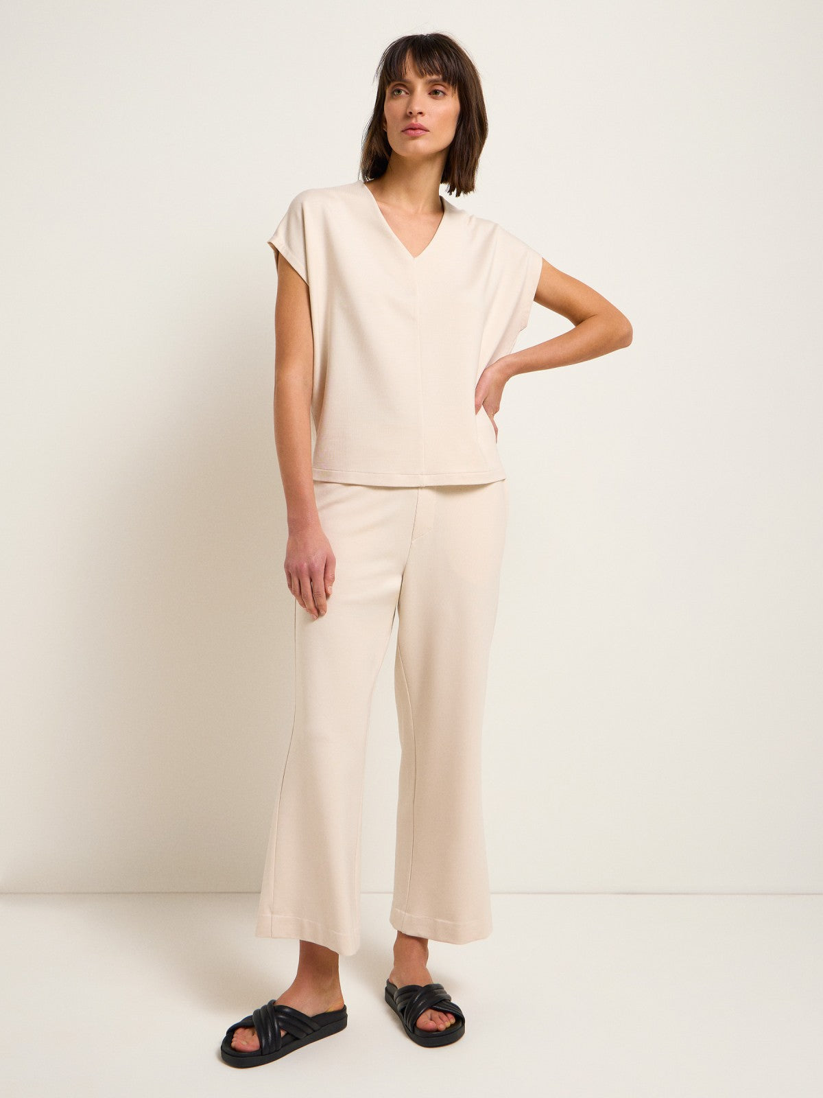 V-NECK SHIRT made of TENCEL™ Lyocell - Light Chalk